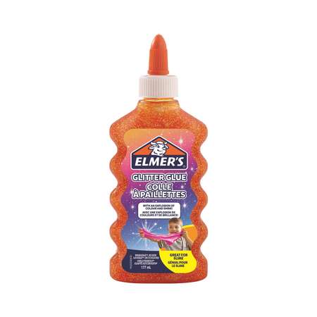 Клей для слаймов Elmers Glitter glue 177 мл с блестками Оранжевый