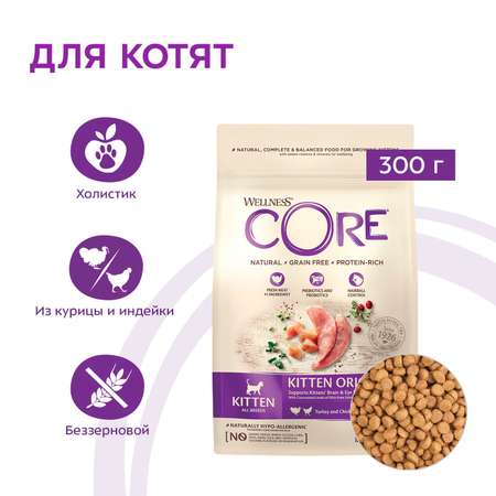 Корм для котят Wellness CORE индейка курица 300г