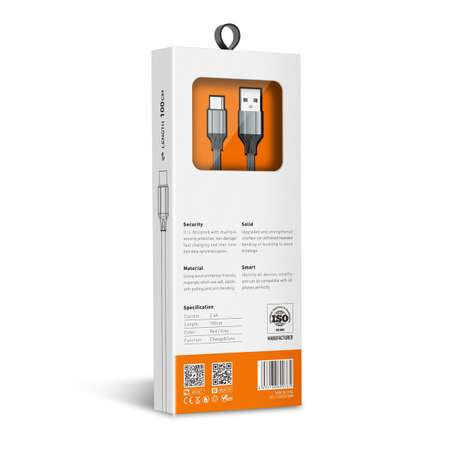 Кабель USB-Lightning LDNIO LS441 1м / 2.4 А / медь 86 жил / серый