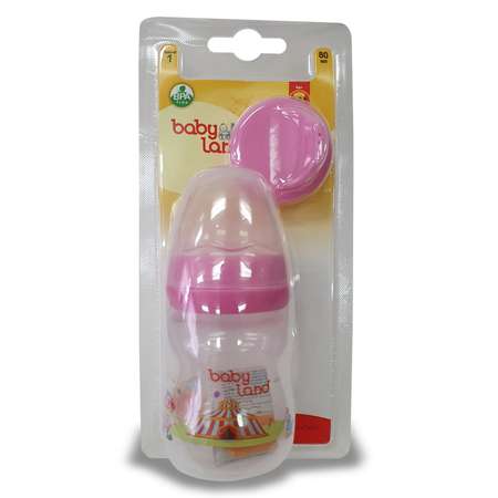 Бутылочка Baby Land 2в1 80мл с силиконовой соской и носиком розовый