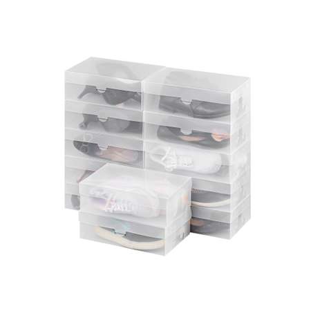 Набор коробок для хранения El Casa складных для женской обуви 30х18х10 см 12шт. Прозрачные с ручкой