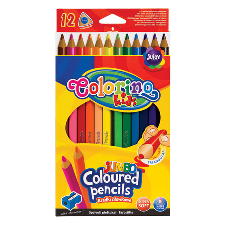 Цветные карандаши COLORINO Jumbo Треугольные 12 цветов