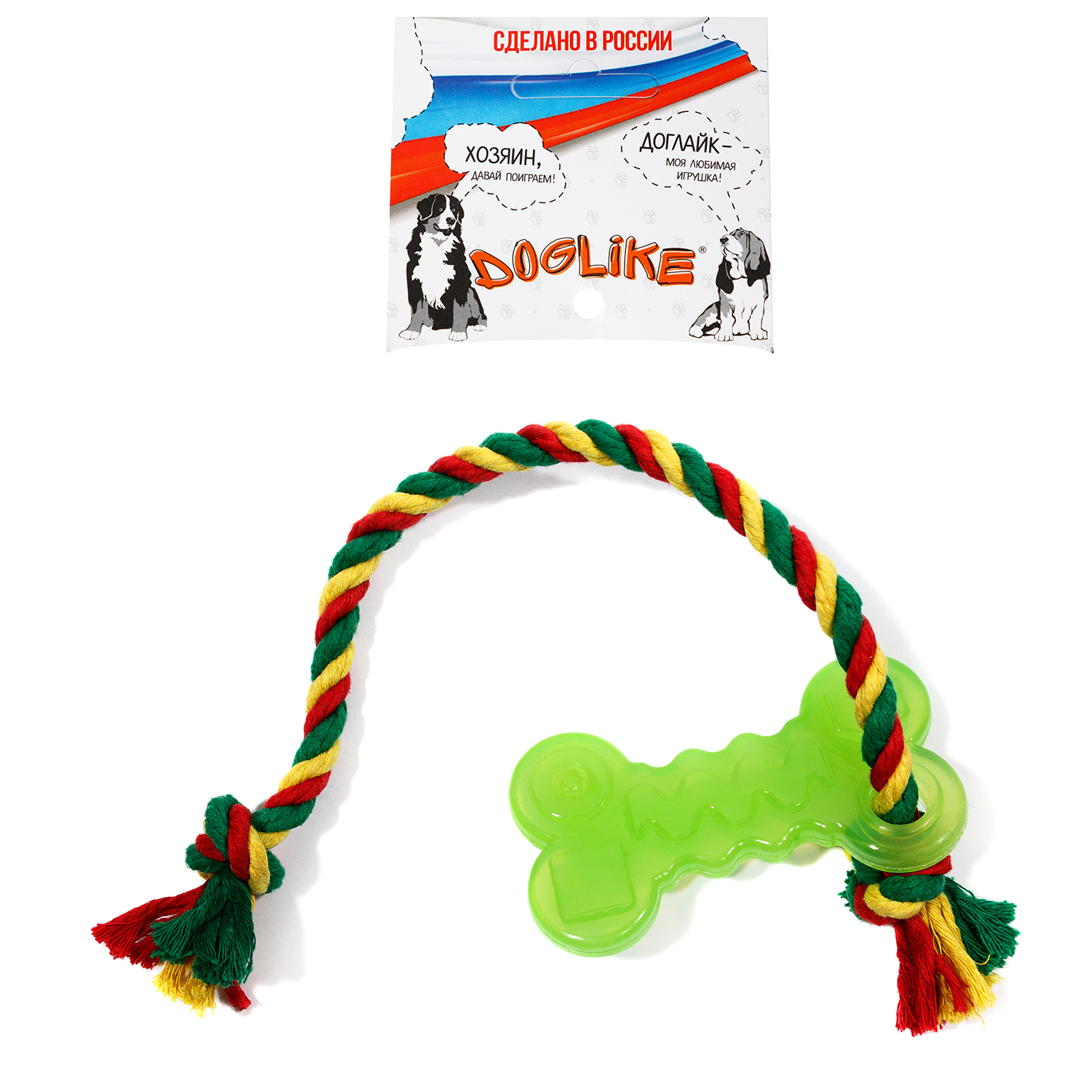 Игрушка для собак Doglike Кость с канатом малая Зеленый - фото 3