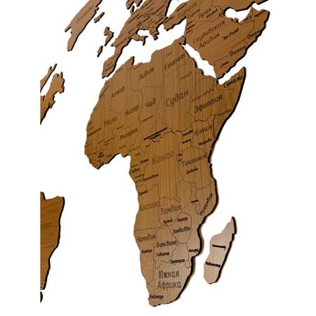 Карта мира настенная Afi Design деревянная с гравировкой 150х80 см Countries Rus орех