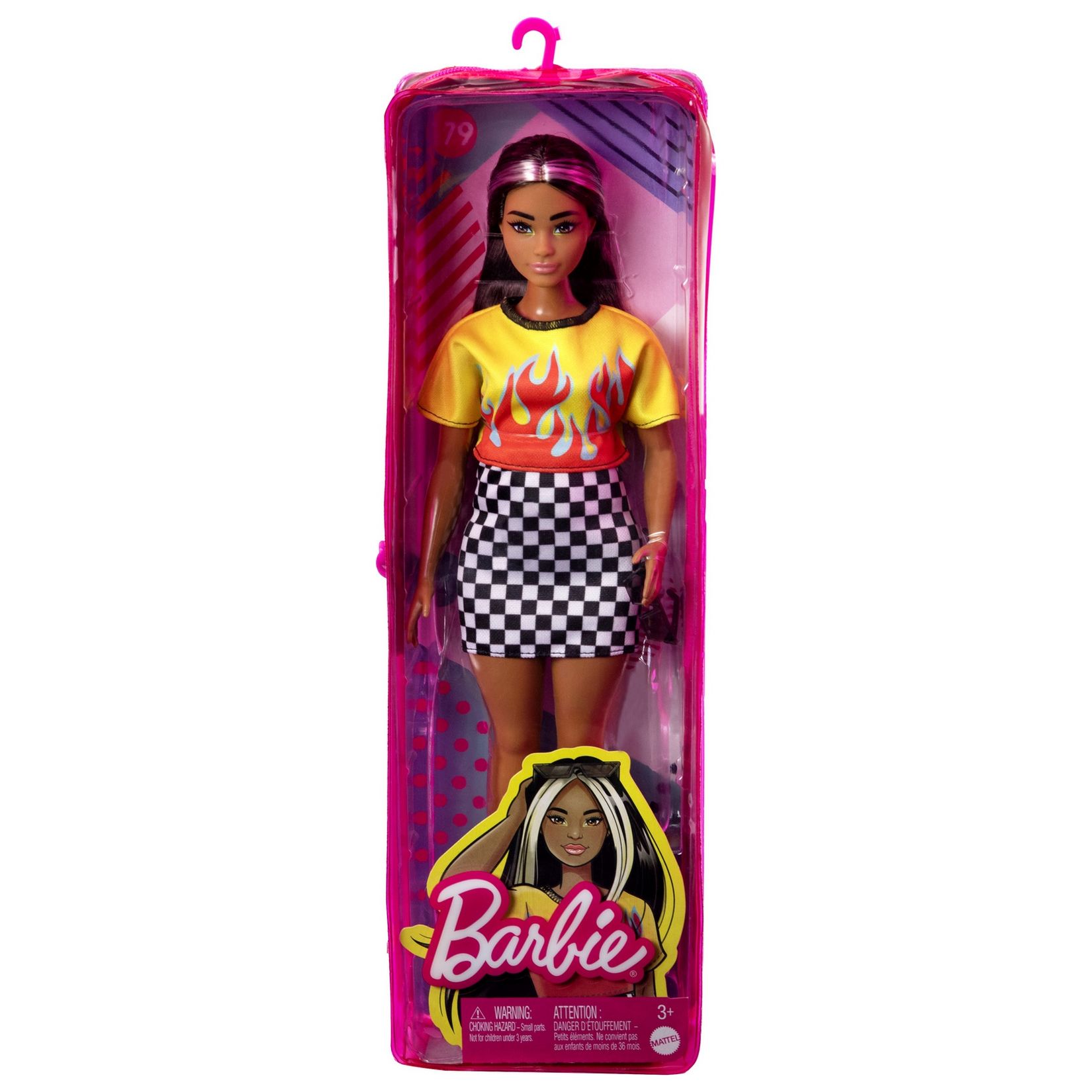 Barbie Fashionistas 147 With Long Brunette Hair And Striped Dress One Size