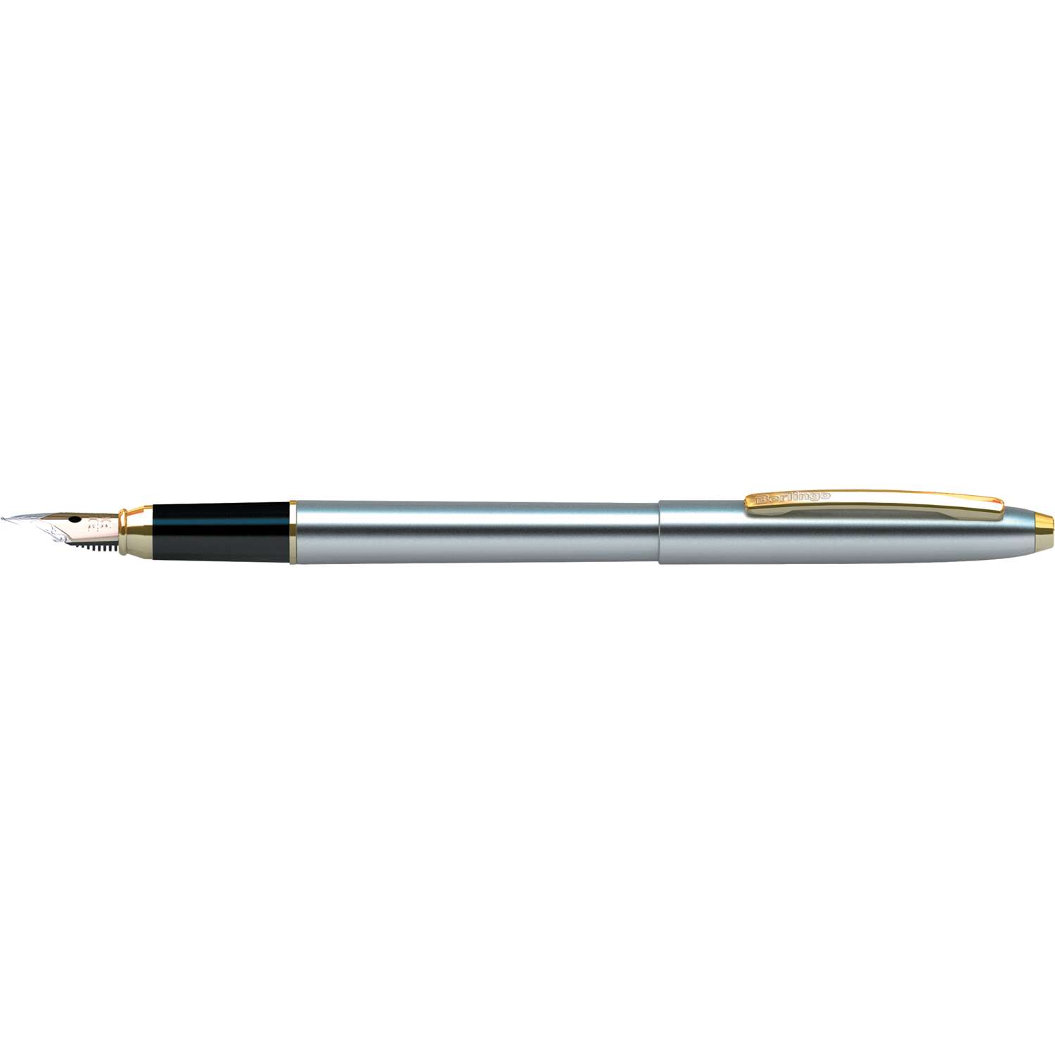 Ручка перьевая Berlingo Golden Prestige синяя 0.8мм корпус хром/золото - фото 1