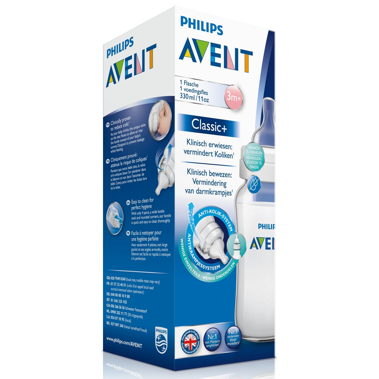 Бутылочка Philips Avent Classic+ 3 мес+ 330 мл SCF566/17 - фото 6