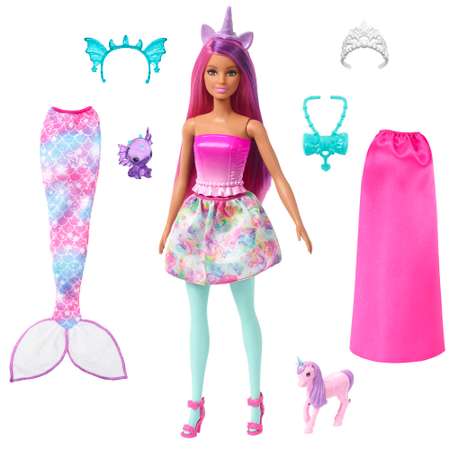 Набор игровой Arnetta Mattel Barbie Dreamtopia с одеждой аксессуарами и хвостом русалки HLC28