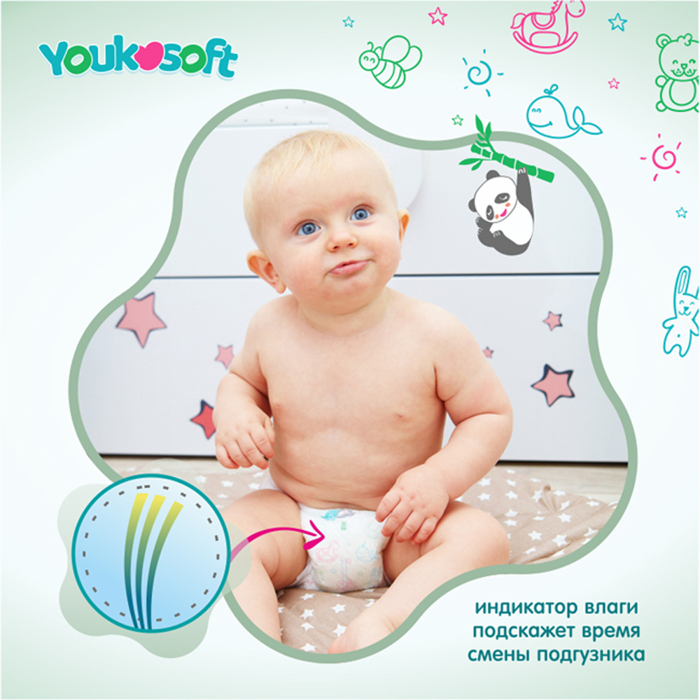 Подгузники-трусики Youkosoft Ультратонкие M 6-11кг - фото 5