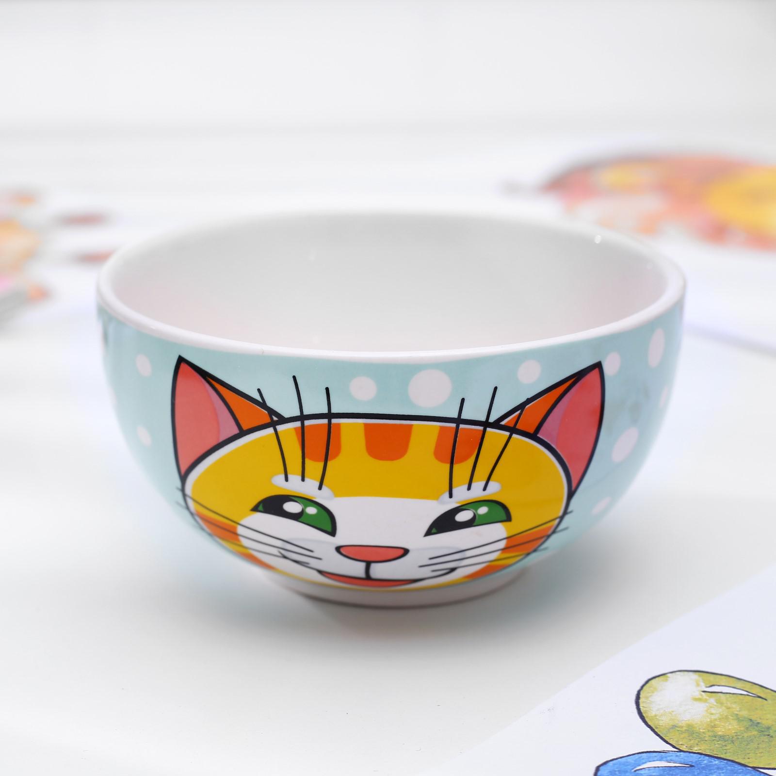 Набор посуды детский Sima-Land Рыжий кот кружка миска - фото 7