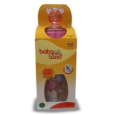 Бутылочка Baby Land с колпачком-игрушкой 240мл с силиконовой анатомической соской Air System розовый