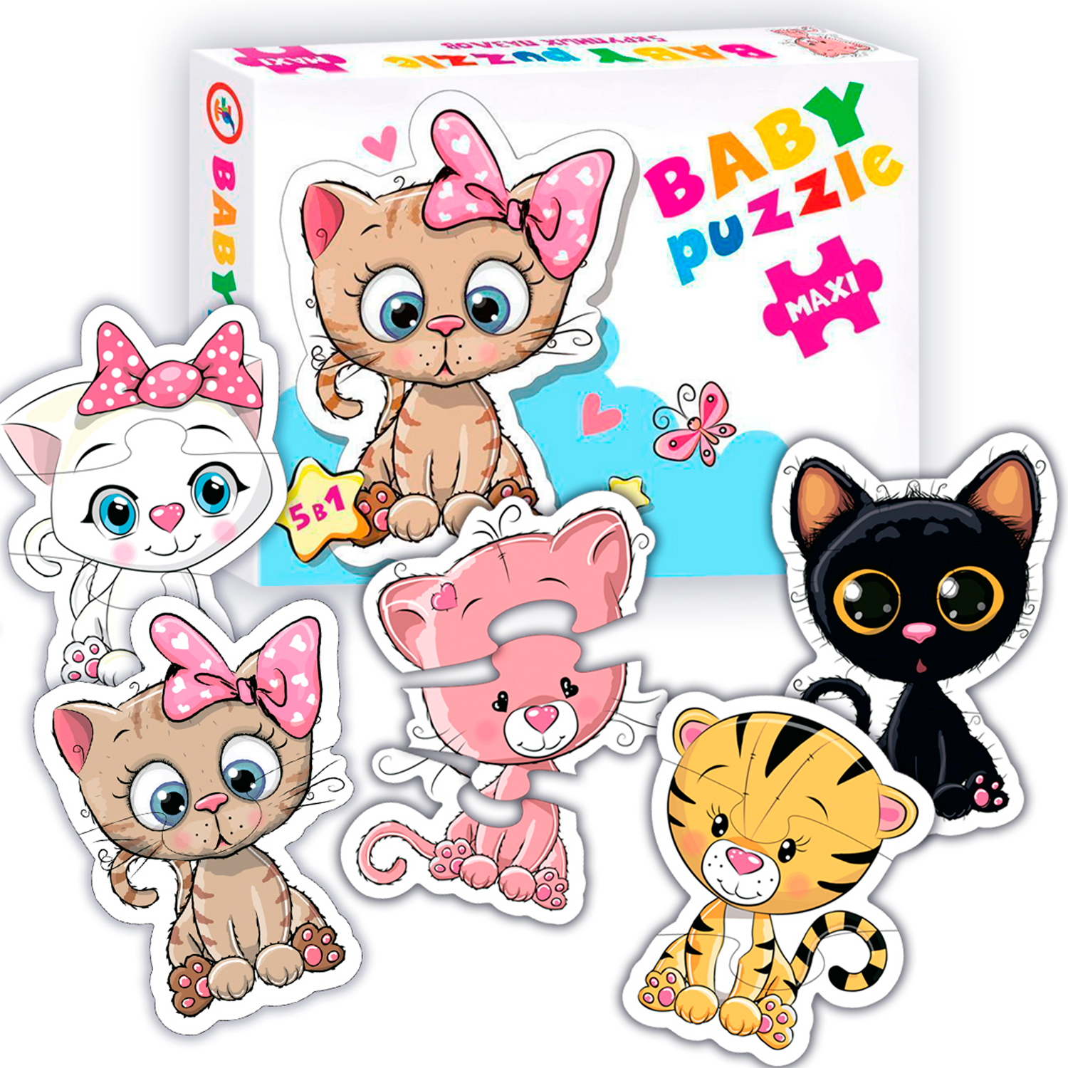 Набор пазлов Дрофа-Медиа Baby Puzzle Котята 5 фигурок животных 3842 - фото 1