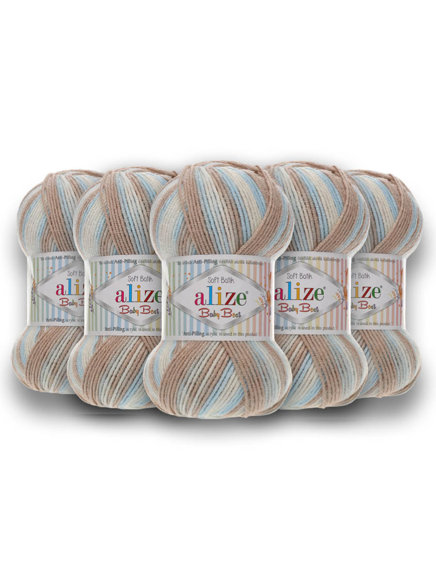 Пряжа для вязания Alize baby best batik бамбук акрил с эффектом антипиллинг 100 г 240 м 6657 секционный 5 мотков - фото 3