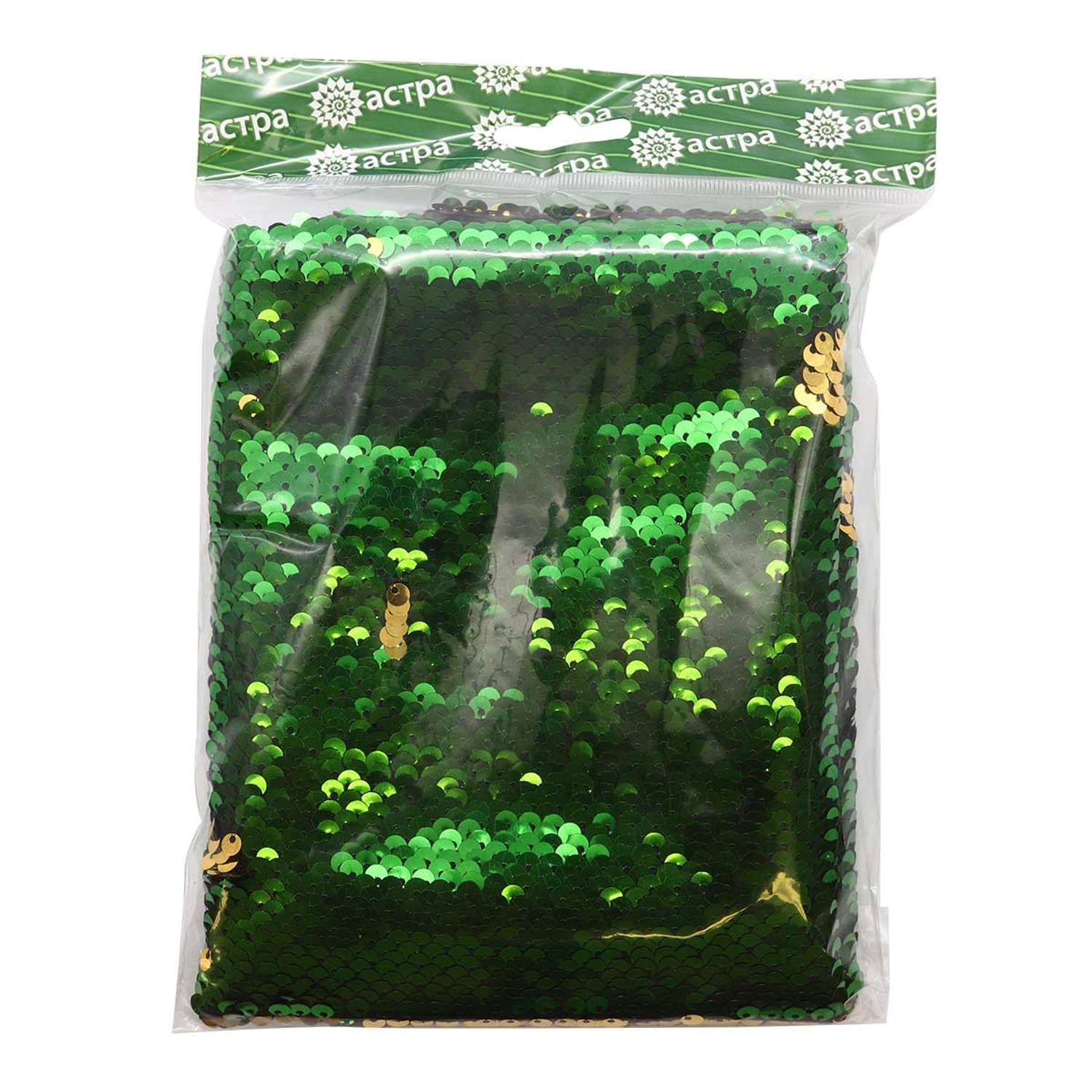 Ткань Astra Craft с двухсторонними пайетками зеленый золото 65х50 см - фото 2