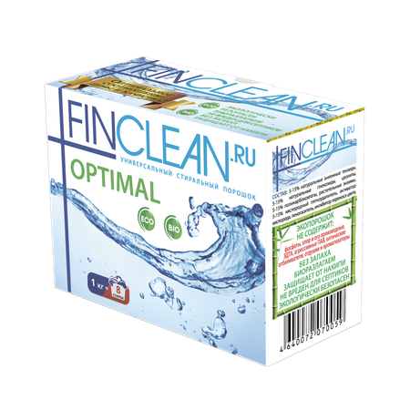 Стиральный эко-порошок FINCLEAN.RU Optimal 1 кг - 8 стирок универсальный умеренной концентрации