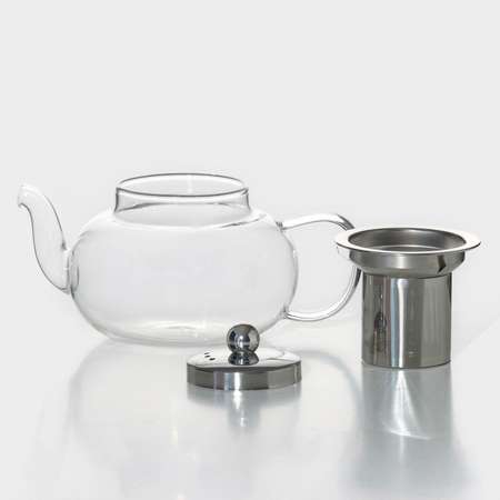 Заварочный чайник Доляна стеклянный с металлическим ситом «Калиопа» 600 мл