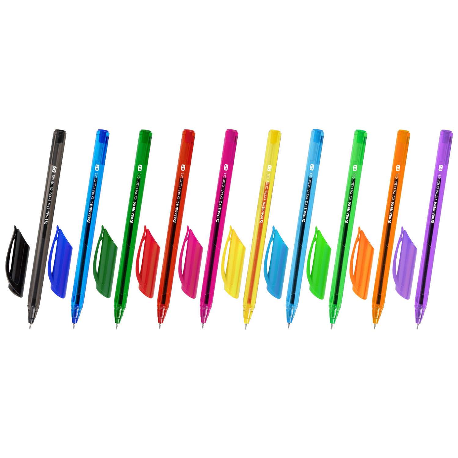 Ручки гелевые Brauberg цветные набор 10 цветов трехгранные - фото 4