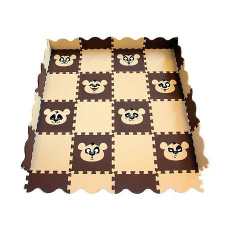 Развивающий детский коврик Eco cover мягкий пол Панда 33х33