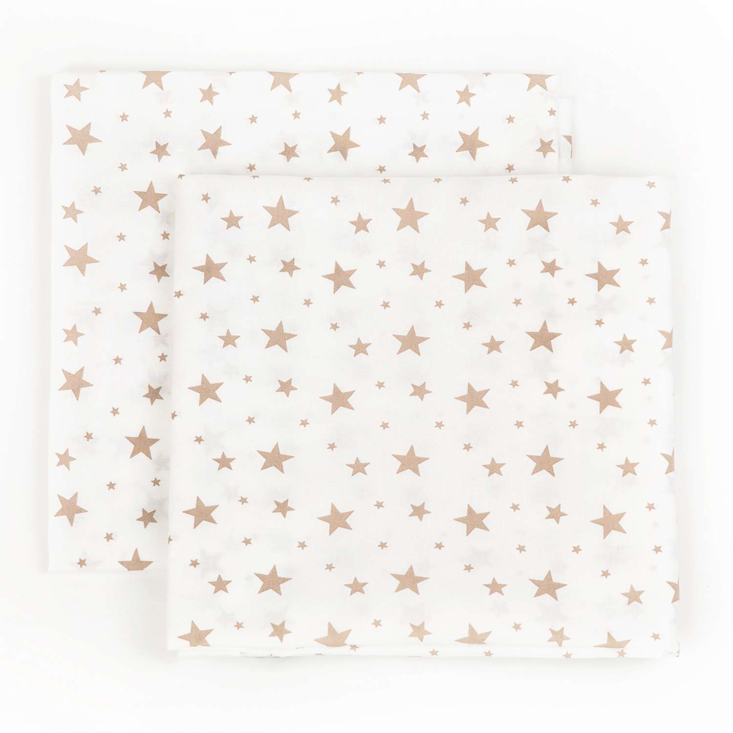 Пеленка ситцевая Чудо-чадо для новорожденных «Вариации» звезды бежевые 2 шт 95х120см - фото 2