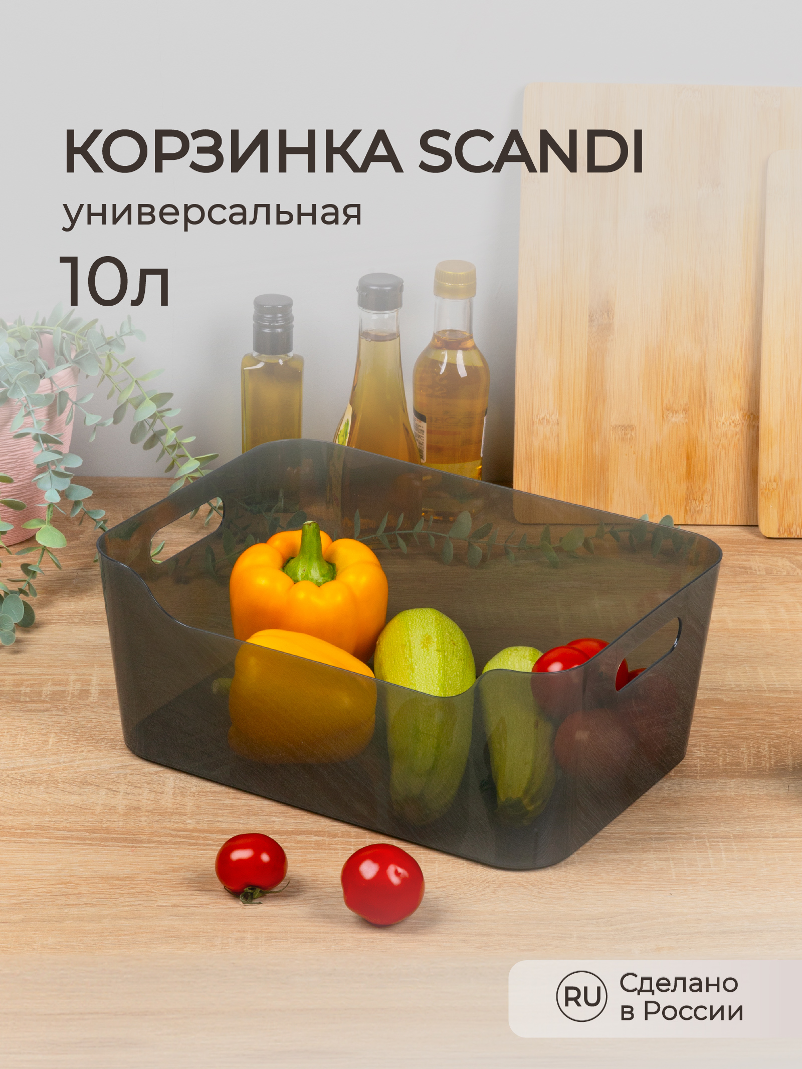 Органайзер Econova SCANDI 34х24х14 см 10 л черный прозрачный - фото 1