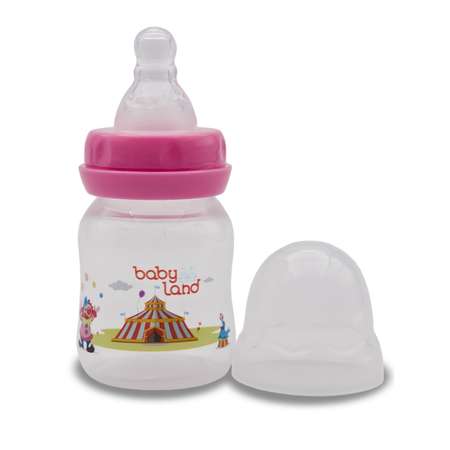 Бутылочка Baby Land 80мл с силиконовой соской розовый
