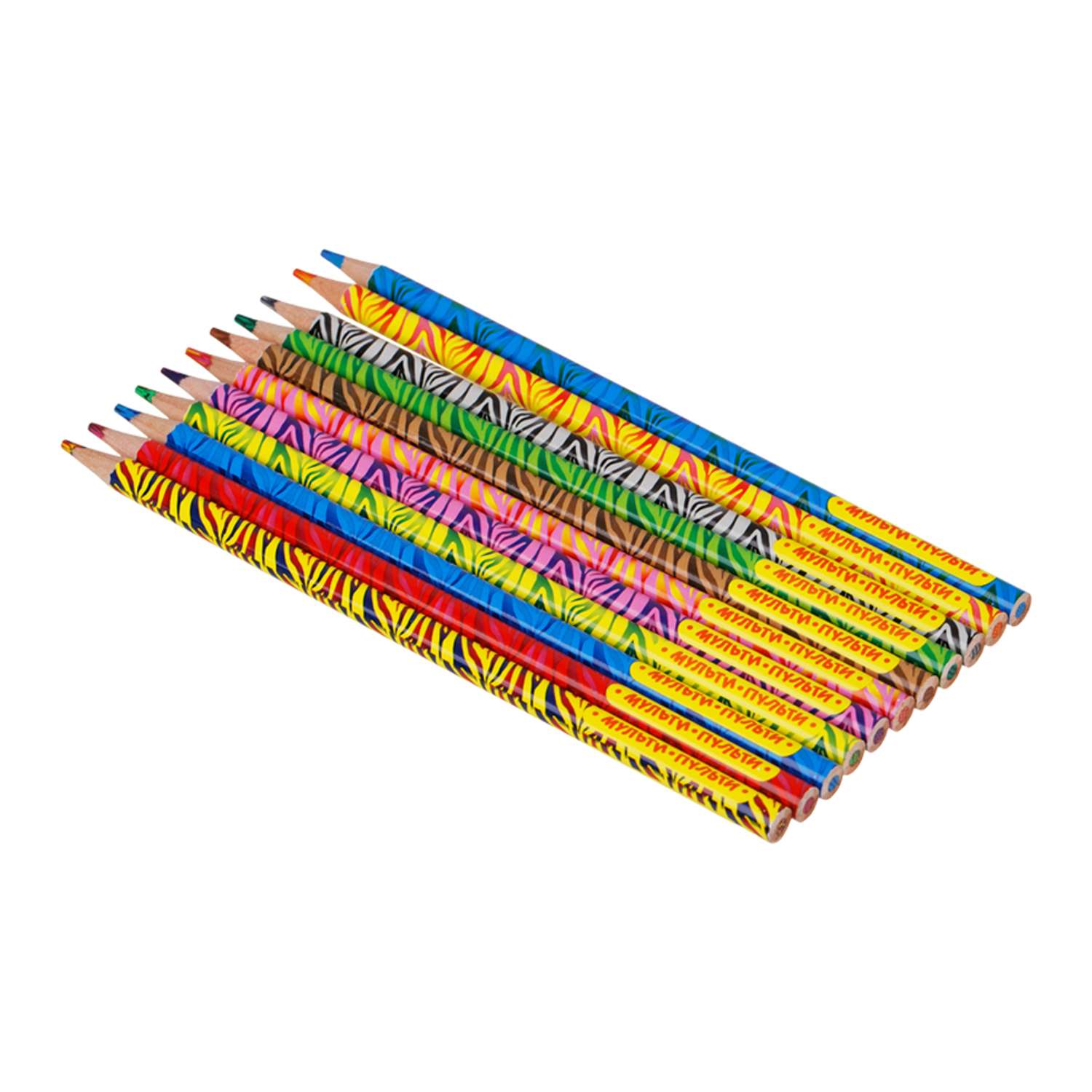 Карандаши цветные МуЛьти-ПуЛьти с многоцветным грифелем Енот и радуга 12 шт заточен - фото 4