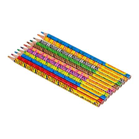 Карандаши цветные МуЛьти-ПуЛьти с многоцветным грифелем Енот и радуга 12 шт заточен
