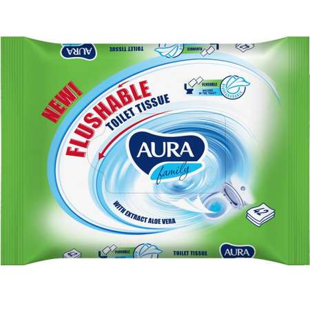 Влажная туалетная бумага AURA Family big-pack 42 шт