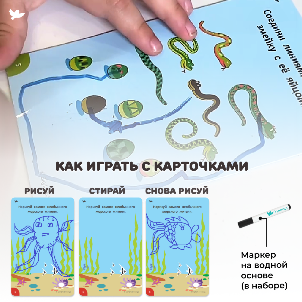 Развивающая игра Умницa Соображалки. Многоразовые карточки для детей 4-6 лет. - фото 7