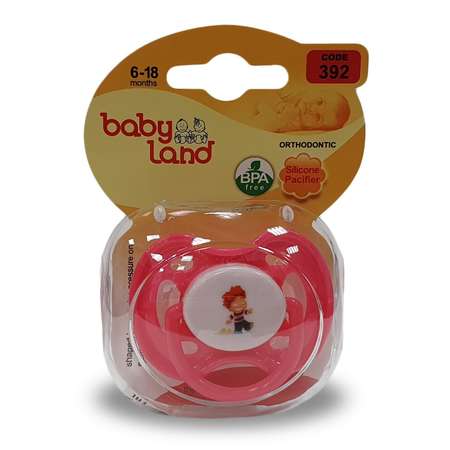 Соска-пустышка Baby Land анатомическая силиконовая с рисунком 6мес+ красный
