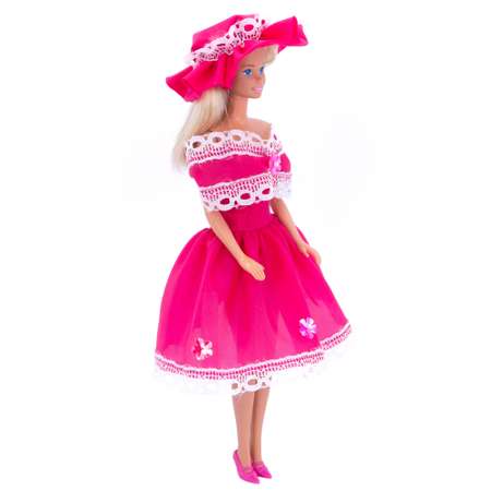 Легкое платье из шелка Модница для куклы 29 см 1401 малиновый