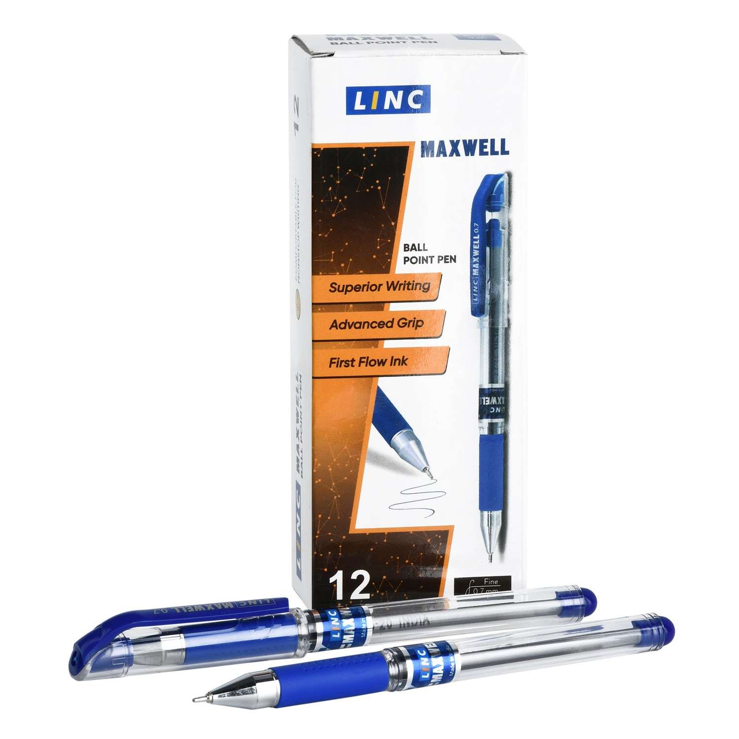 Ручки LINC Набор шариковых MAXWELL синие чернила 12 штук - фото 1
