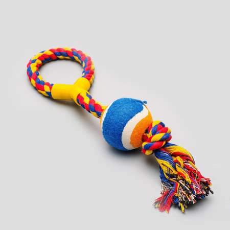 Игрушка Пижон канатная с ручкой и мячом до 150 г до 35 см микс цветов