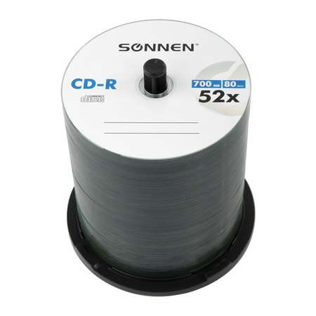 Диск для записи Sonnen CD-R 700Mb 52x Cake 100 шт