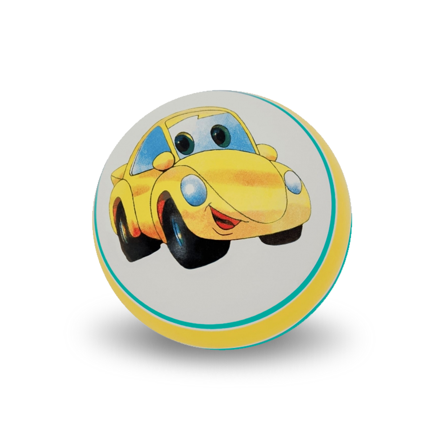 Мяч ЧАПАЕВ Желтая машинка бирюзовый 100мм - фото 3