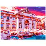 Картина по номерам Рыжий кот Знаменитый Римский фонтан 22х30 см