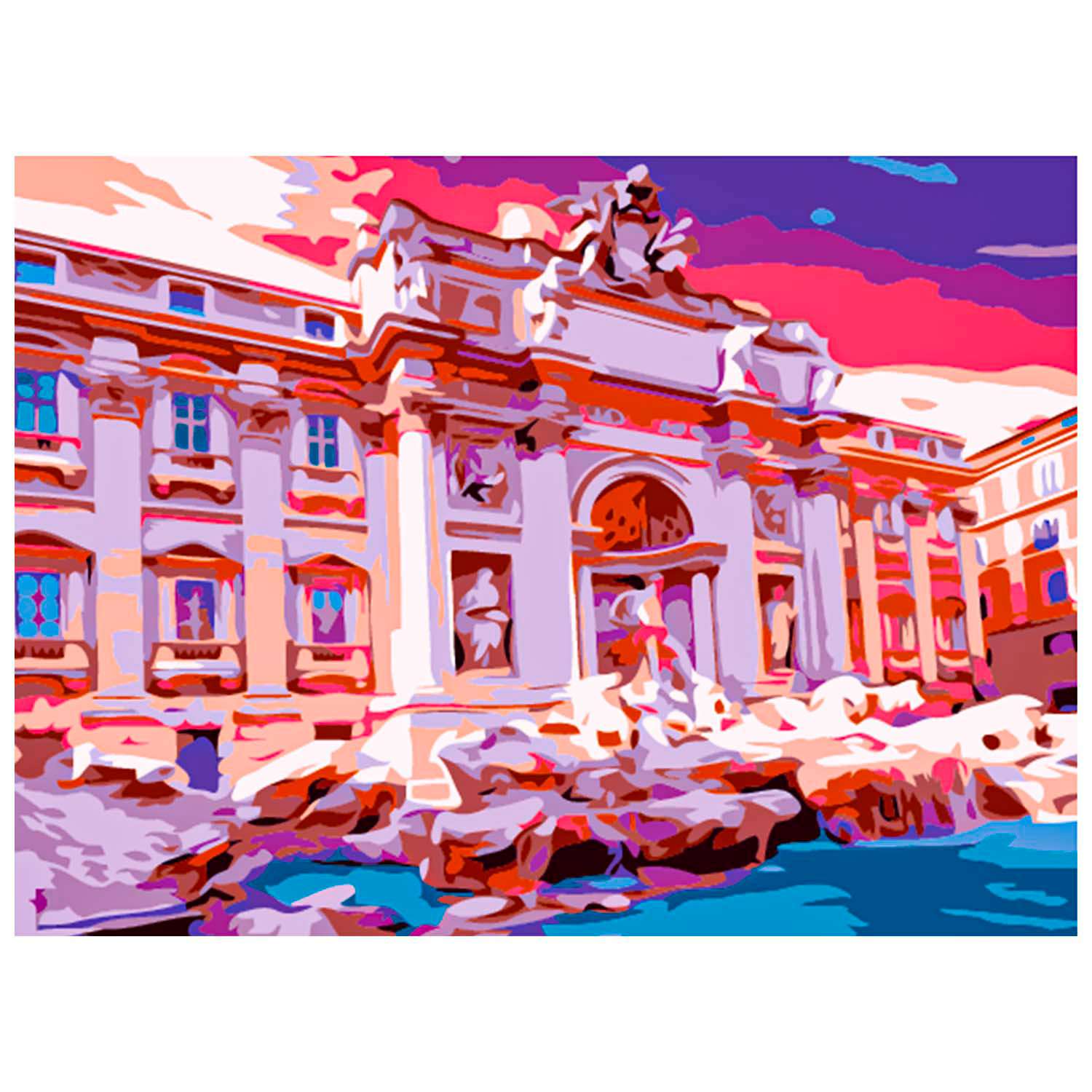 Картина по номерам Рыжий кот Знаменитый Римский фонтан 22х30 см - фото 1