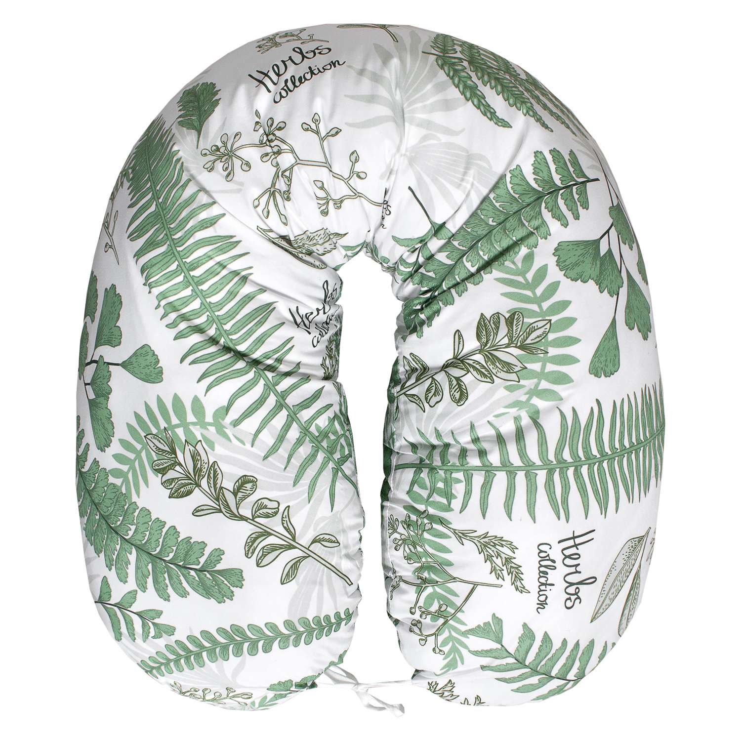 Наволочка к подушке для беременных Amarobaby Exclusive Soft Collection Папоротники Белый-Зеленый - фото 2