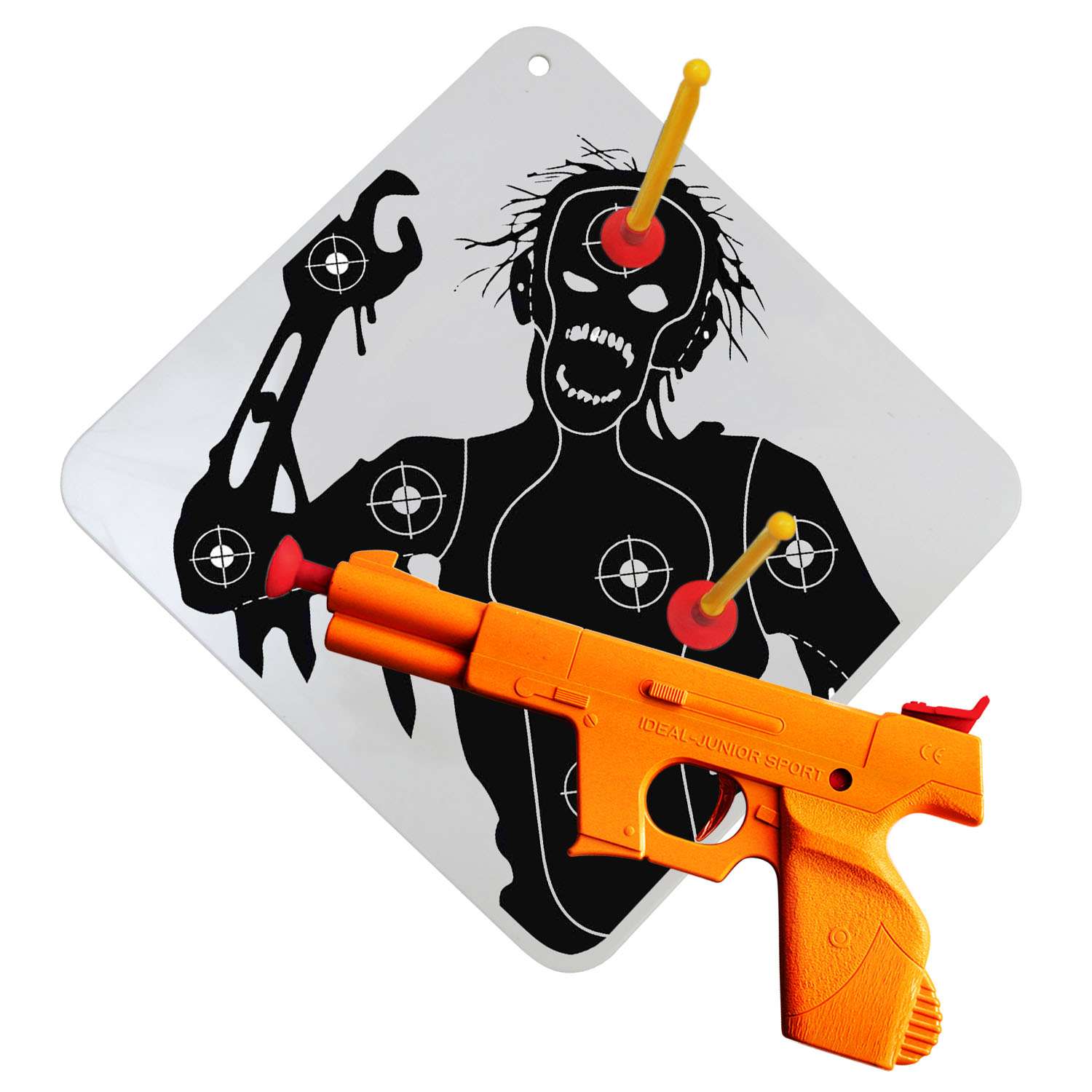 Игрушка Bauer Охотник на зомби Пистолет с мишенью со стрелами на присосках 734ДМ - фото 1