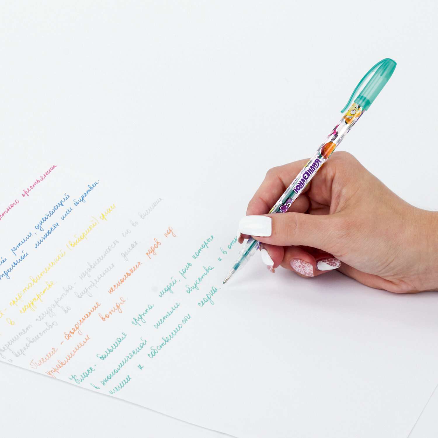 Ручки гелевые Юнландия цветные набор 6 штук для школы тонкие блестки - фото 2