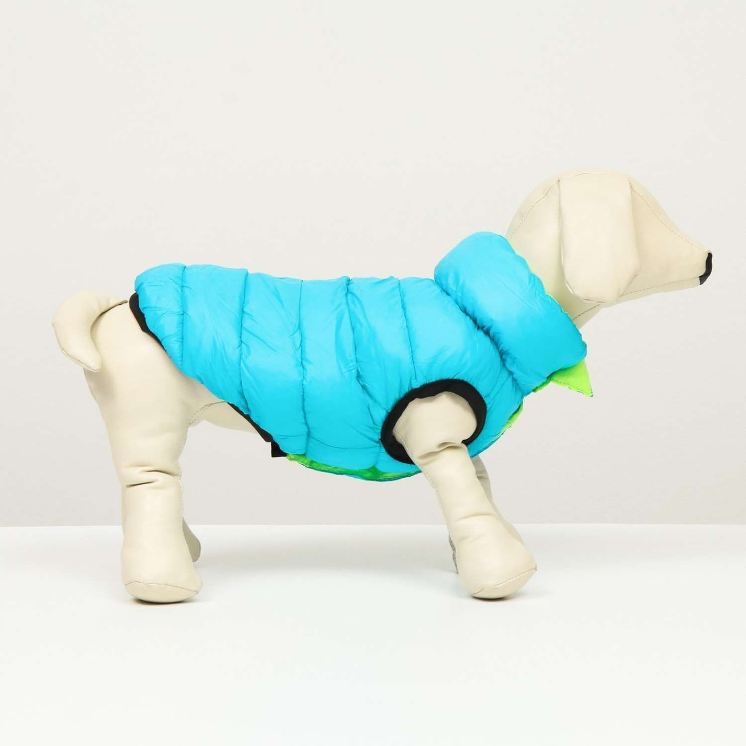Куртка для собак Sima-Land двухсторонняя M бирюзовая/салатовая - фото 1