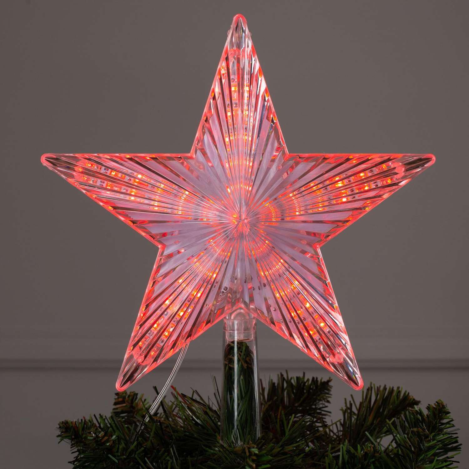 Светодиодная верхушка Luazon на ёлку «Звезда белая» 22 см 30 LED провод 2 метра 220 В свечение красное - фото 1