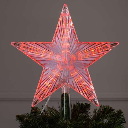 Светодиодная верхушка Luazon на ёлку «Звезда белая» 22 см 30 LED провод 2 метра 220 В свечение красное