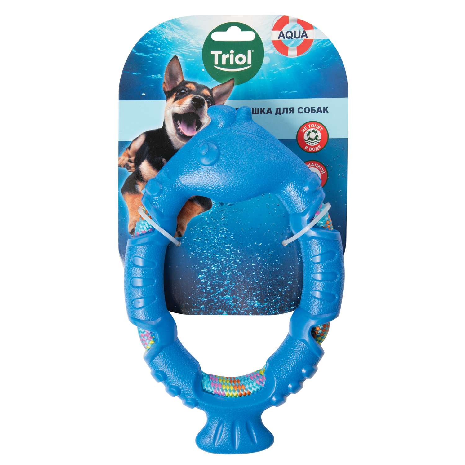 Игрушка для собак Triol Aqua Рыбка с плетеной веревкой Синий - фото 2