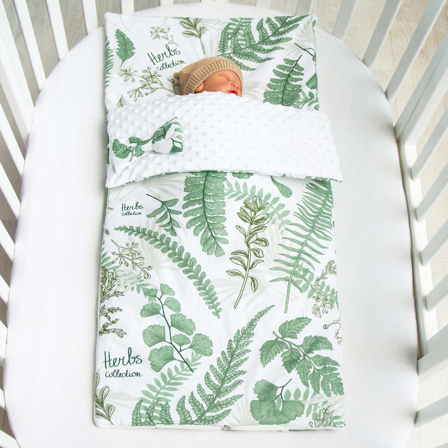 Одеяло-спальный мешок Amarobaby Mild Design Edition Зеленые листья Белый-Зеленый - фото 6