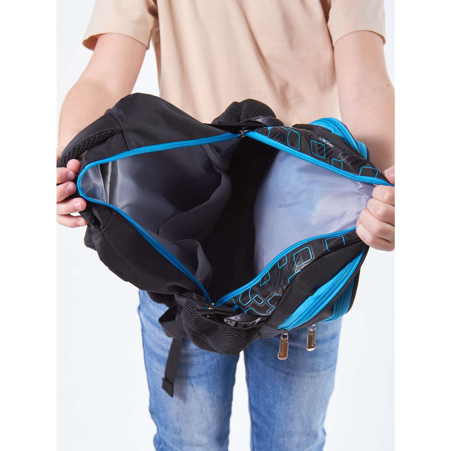 Рюкзак школьный Evoline черный голубой EVO-157-6 - фото 6