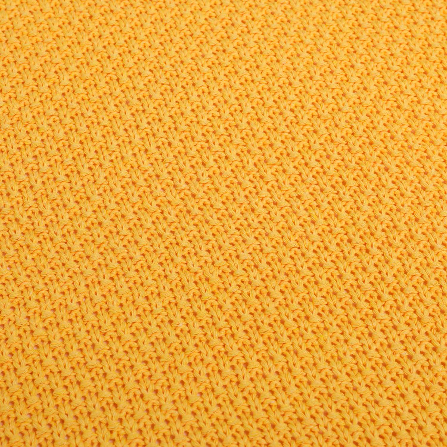 Плед-покрывало детский вязаный WARM WHIFF D-29 желтый на выписку в коляску в кроватку на лето 90x110 - фото 3