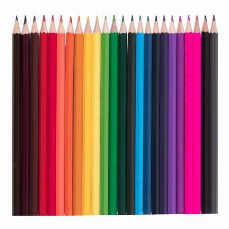 Карандаши цветные Пифагор для рисования набор 24 цвета деревянные заточенные
