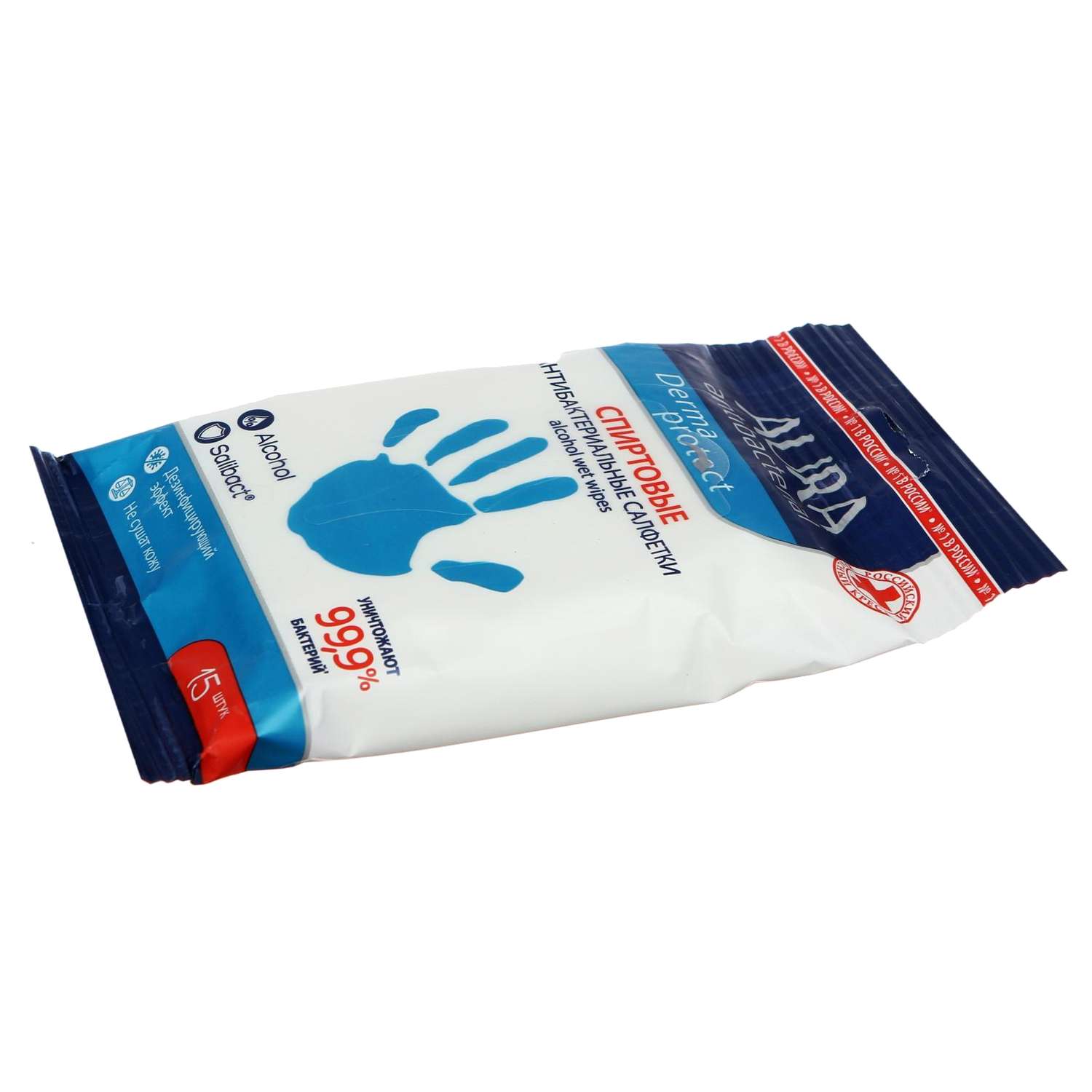Влажные салфетки AURA Antibacterial Derma Protect спиртовые pocket-pack 15шт - фото 2