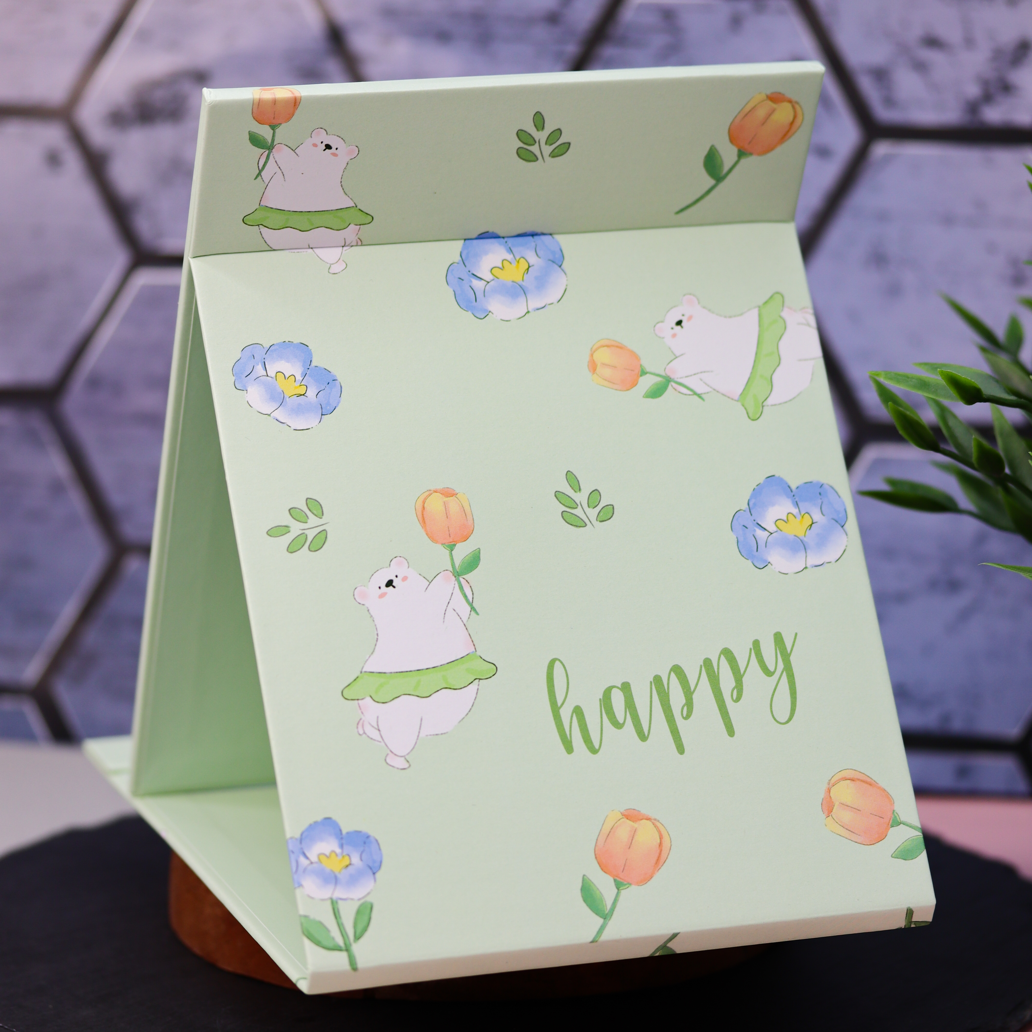 Зеркало настольное для макияжа iLikeGift Happy bear green - фото 2